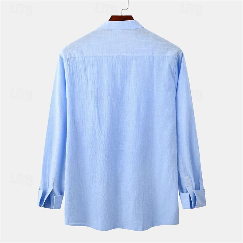 Per uomo Camicia Camicia di lino Camicia in cotone e lino Camicia con colletto cinese Camicia con colletto alla coreana Camicia casual Semplice Vacanza Camicia hawaiana Bianco Blu marino Cachi Azzurro del 2025 a $32.99 –P11
