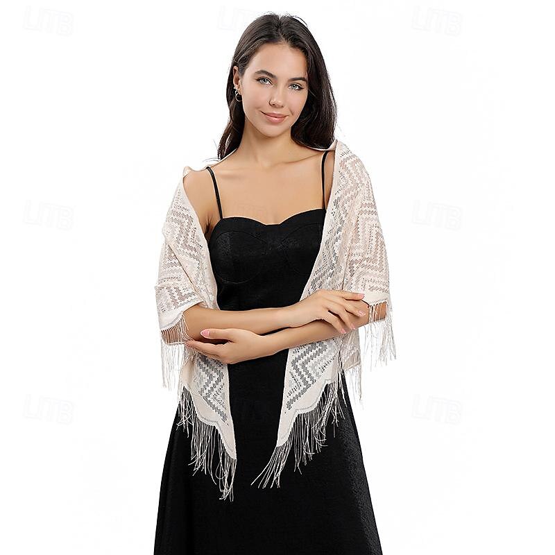 écharpe en dentelle ondulée robe de mariée robe de soirée châle en dentelle soirée dansante écharpe polyvalente pour femme de 2025 ? $19.49 –P2