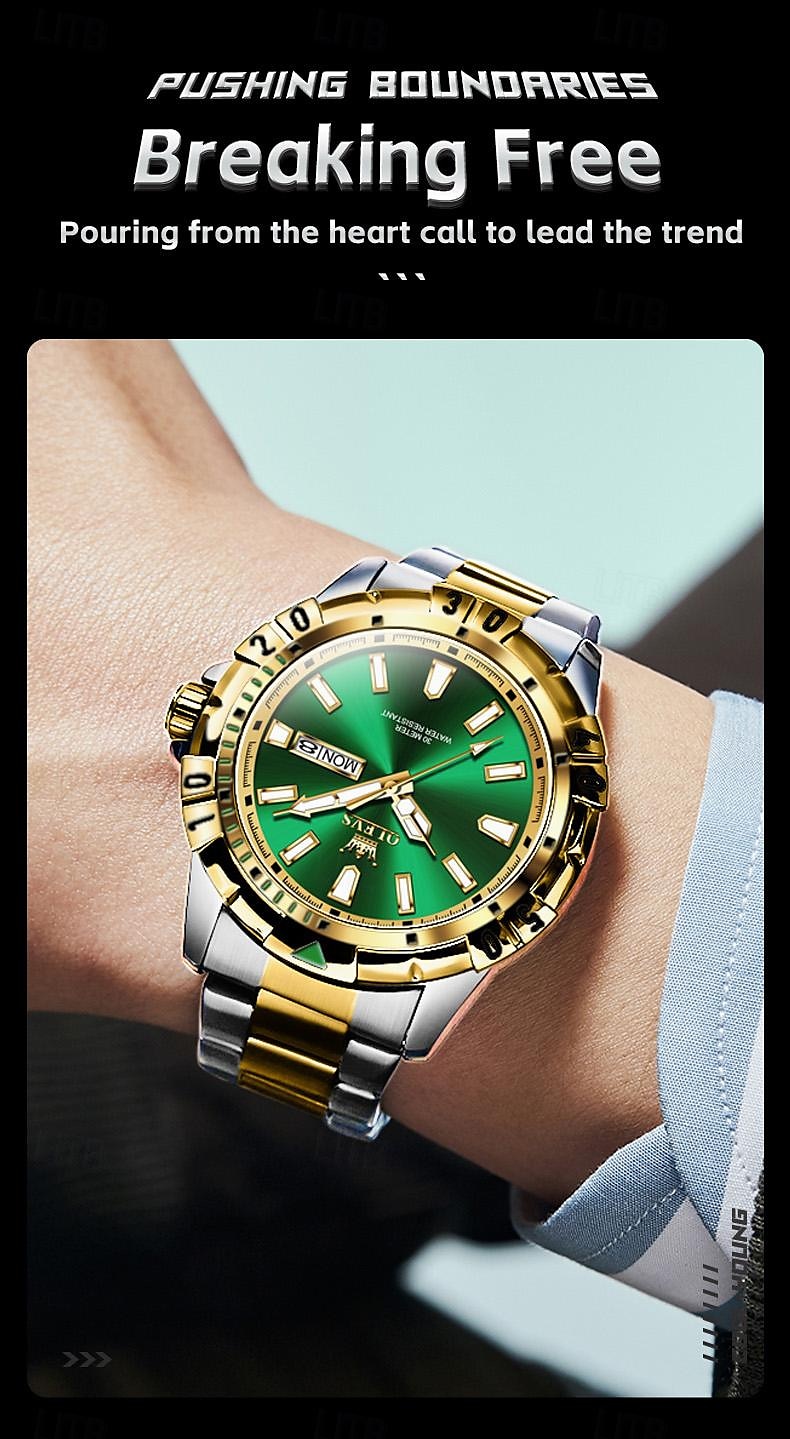 OLEVS Мужчины Кварцевые Мода Деловые Наручные часы Светящийся Календарь Дата Неделя ЗАЩИТА ОТ ВЛАГИ Стали Часы 2026 - $33.99 –P6