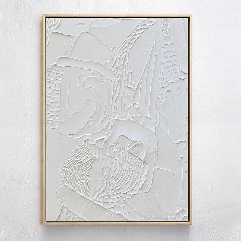 peint à la main 3d texturé blanc peinture abstraite sur toile 3d texturé art mural boho moderne toile art salon décor pattle couteau peinture à l'huile décor à la maison hôtel pièce d'art de 2025 ? $116.99 –P4