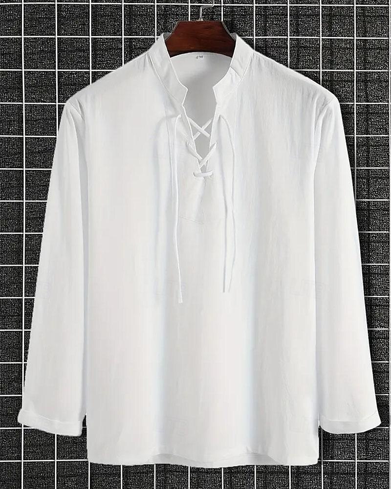 Homens Camisa Social Camisa casual Camisa de algodão Tecido Havaiana Feriado Preto Branco cáqui Manga Longa Faixa Primavera & Outono Roupa Cordões de 2025 por $22.99 –P1