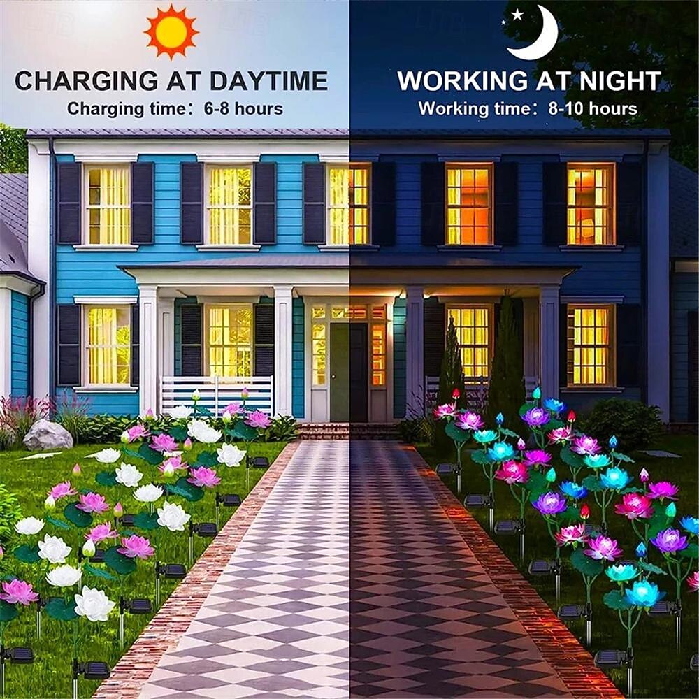 Solar Lotus Lantern - 7 Color Changing Waterproof LED Decorative Pathway Light for Garden, Courtyard, Lawn, Wedding and Festival Atmosphere 1PC 2025 - $33.99 –P9