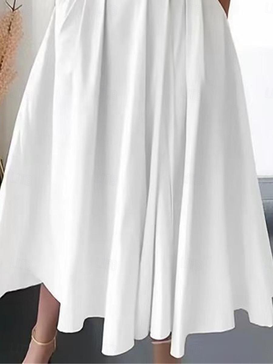 Pentru femei Rochie albă Rochii Midi Buzunar Vacanță Elegant Șic Stradă În V Fără manșon Alb Culoare 2025 - $47.99 –P3