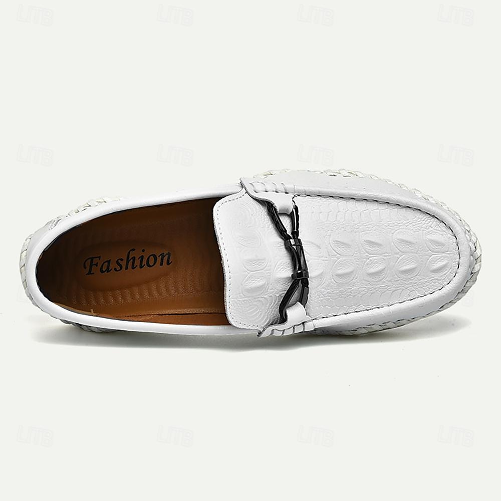 Per uomo Mocassini e Slip-Ons Penny Loafers Di pelle Comodo Antiscivolo Mocassino Argento Nero Bianco del 2025 a $54.99 –P2