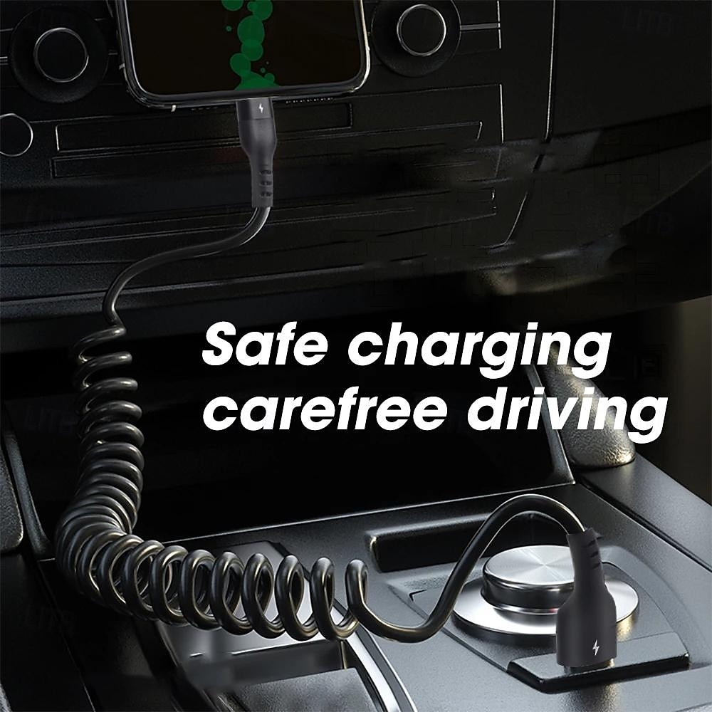 5A Type C Data Cable Spring Telescopic Fast Charging Cord Car USB C Charge Cord for Android Phone Accessories for Xiaomi Samsung 2025 - $11.99 –P4
