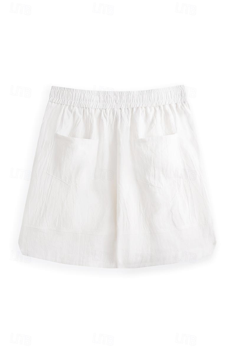 Men's Shorts Linen Shorts Summer Shorts Beach Shorts Pocket Drawstring Elastic Waist Plain Comfort Breathable Short Casual Daily Holiday Fashion Classic Style White Army Green 2025 - $24.99 –P2