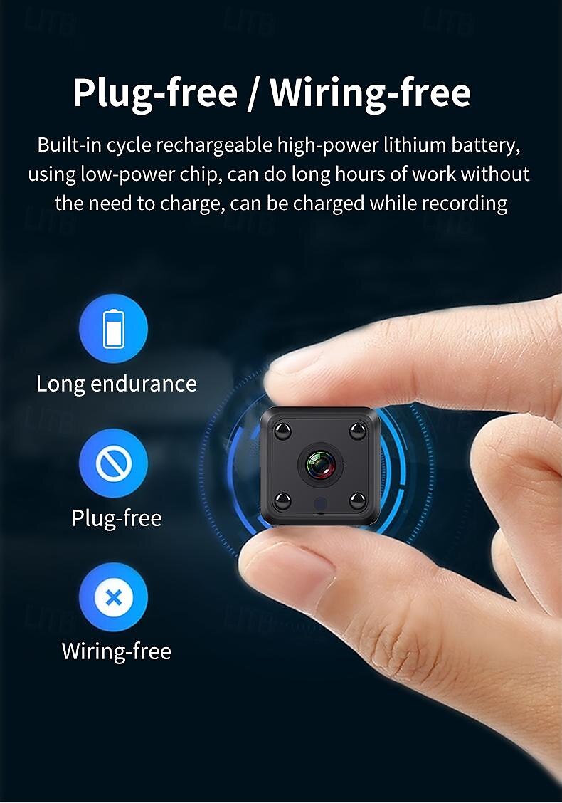 2025年 ミニ Wi-Fi IP カメラ HD 1080p ワイヤレス セキュリティ 監視 マイクロ カメラ ナイトビジョン スマート ホーム スポーツ モニター 内蔵バッテリー  コレクション – $25.99 –P6