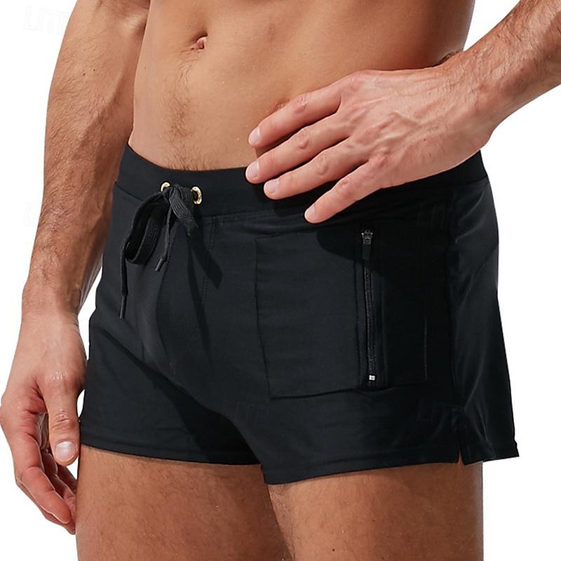 Men's Board Shorts Swim Shorts Swim Trunks Drawstring Elastic Waist Plain Comfort Quick Dry Short Holiday Beach Weekend Fashion Casual Black White Micro-elastic 2026 - $13.49 –P10