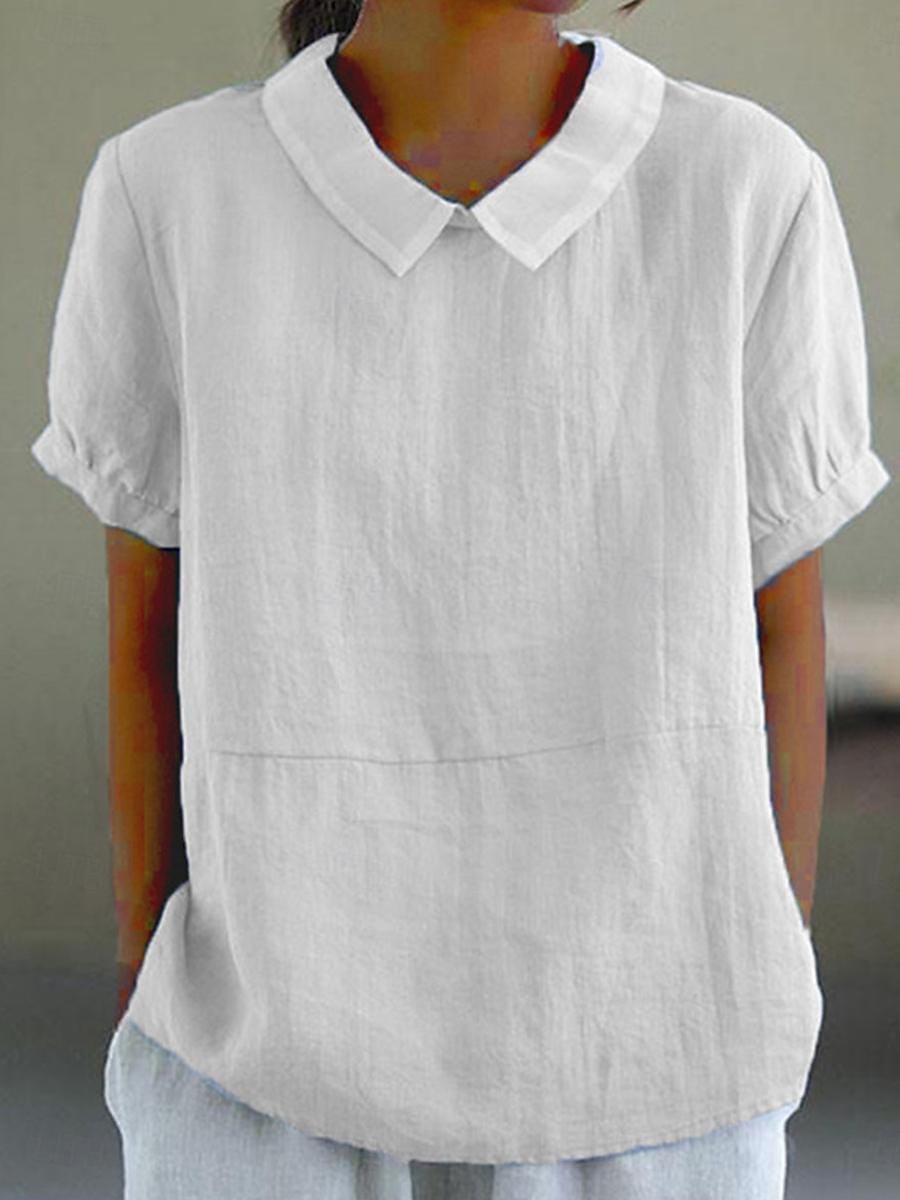 Women's Shirt Blouse Cotton Linen Shirts Plain Basic Modern Shirt Collar Daily Buttons White Pink Navy Blue Light Blue Summer 2025 - $25.99 –P1