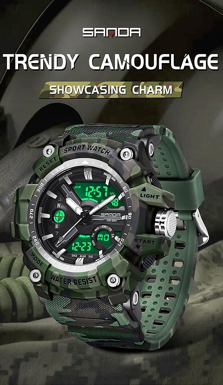 SANDA Men Digital Watch Outdoor Sports Fashion Casual Luminous Stopwatch Alarm Clock Waterproof TPU Watch 2026 - $33.99 –P1