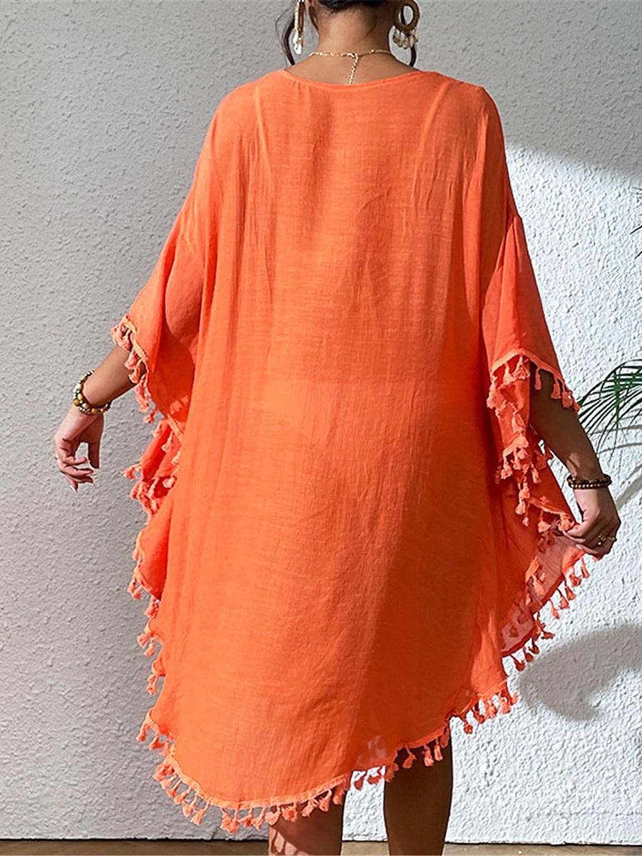 Damen Minikleid Weißes Kleid Spitzenkleid Hemdblusenkleid Sommerkleid Streetwear Basic Lässig Urlaub Straße Ferien Normale Passform Dreiviertelarm Rundhalsausschnitt Schwarz Weiß Blau Orange Sommer 2025 - $41.99 –P10