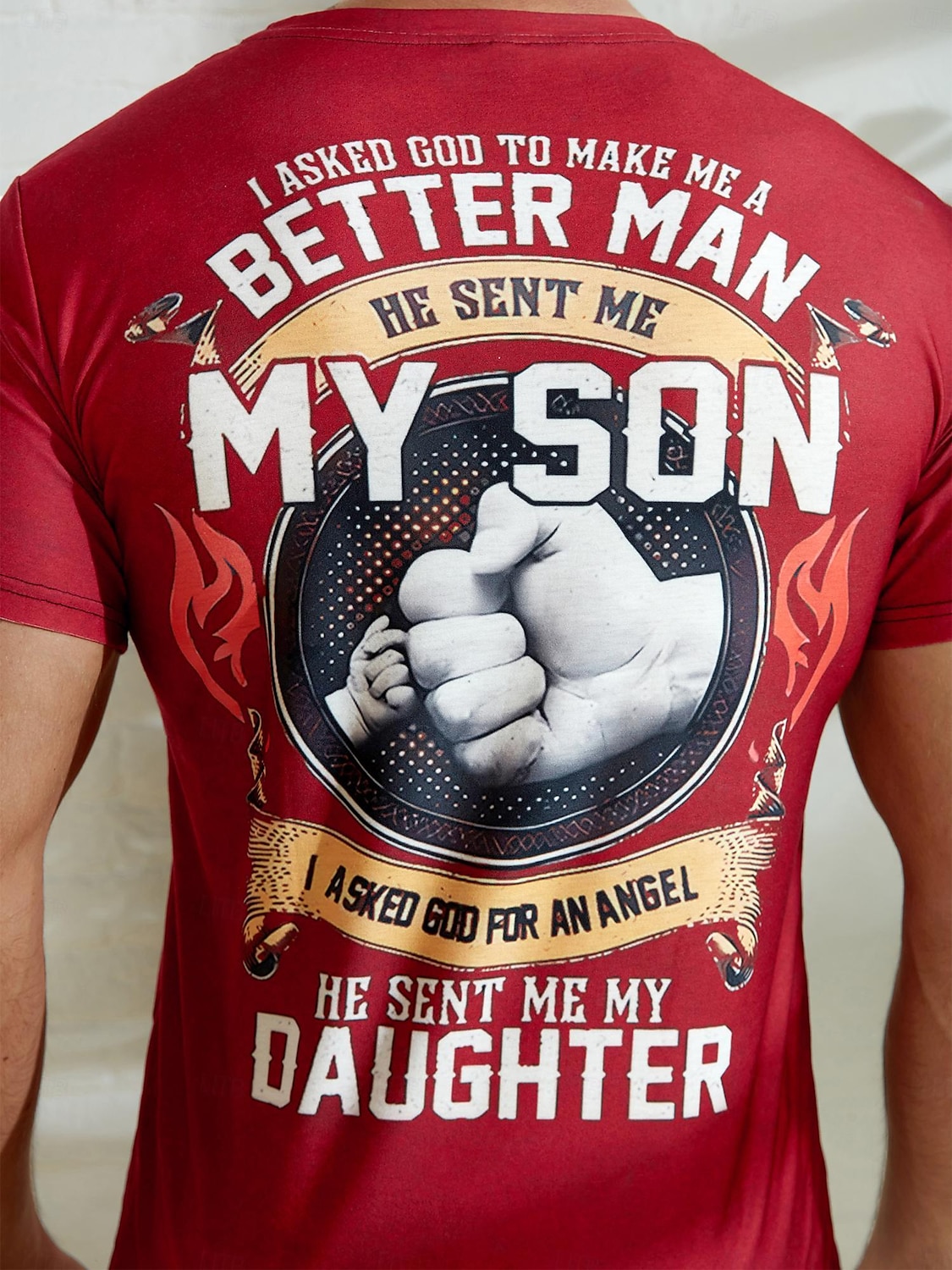 Mannen Papa Graphic Tee 'God maakte me een betere man met mijn zoon mijn dochter mijn engel' Korte Mouw Familie T-Shirt 2026 - $21.99 –P5