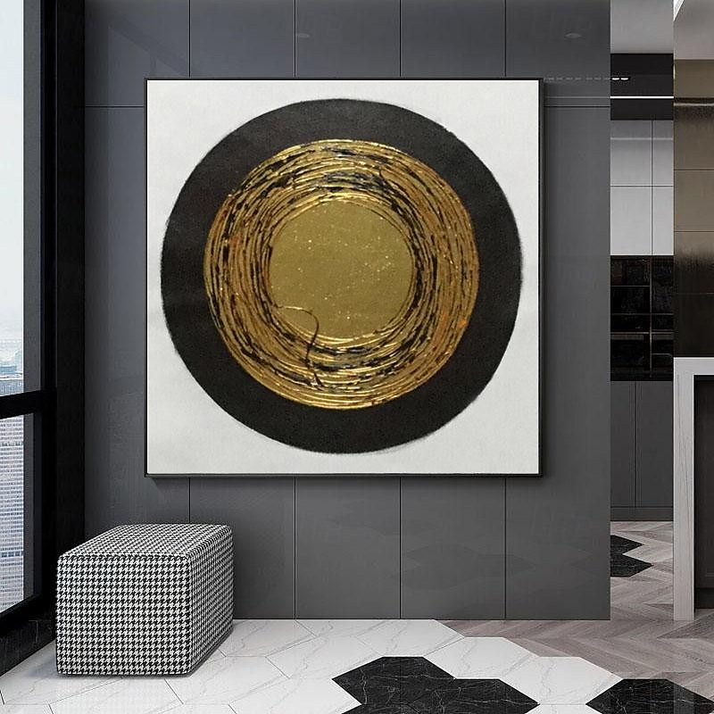 Hand Painted Modern Canvas Circle Gold Foil Abstract Pattern Nordic Abstract Wall Art Home Decor Module Living Room Nordic Home Decor Painting Home Decor Stretched Frame Ready To Hang Or No Frame 2025 - $150.99 –P8