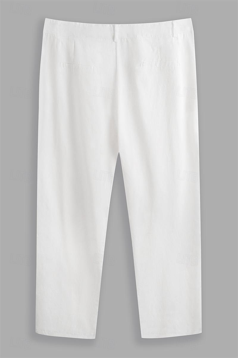 Per uomo Pantaloni di lino Pantaloni Pantaloni estivi Pantaloni da spiaggia Tasca frontale Gamba dritta Liscio Comfort Traspirante Informale Giornaliero Per eventi Di tendenza Originale Bianco Blu del 2026 a $11.49 –P8