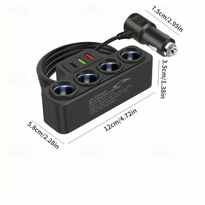 Автомобильный один буксирный четыре интеллектуальных прикуривателя qc3.0pd30w автомобильное многофункциональное быстрое зарядное устройство для мобильного телефона 2025 - $20.99 –P11
