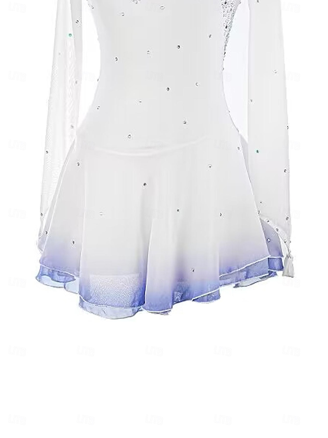 Kjole til kunstløp Dame Jente Skøyteløp Kjoler Hvit Lapper Tommelhull Netting Spandex Elastisk Trening Profesjonell Konkurranse Skøyteklær Hold Varm Krystall / Rhinstein Langermet Skøyting Kunstløp 2025 - $147.99 –P6