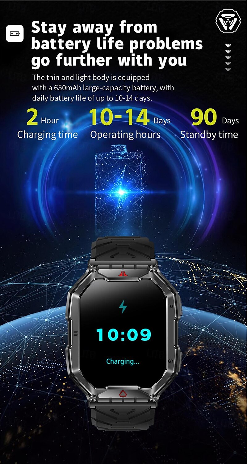 696 KR82 Ceas inteligent 2.1 inch Uita-te inteligent Bluetooth ECG + PPG Pedometru Reamintire Apel Compatibil cu Android iOS Dame Bărbați Telefon Hands-Free Reamintire Mesaj IP 67 Carcasă de ceas de 2025 - $59.99 –P16