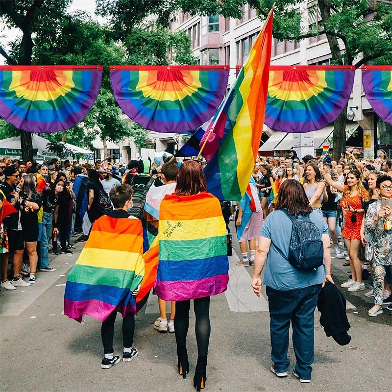 2db szivárvány büszkeség sármány zászló szivárvány meleg büszkeség redőzött rajongói zászló transzparens meleg büszkeségnek lgbtq felvonulások ünneplés szabadtéri büszkeség udvari díszek 2025 - $22.99 –P6