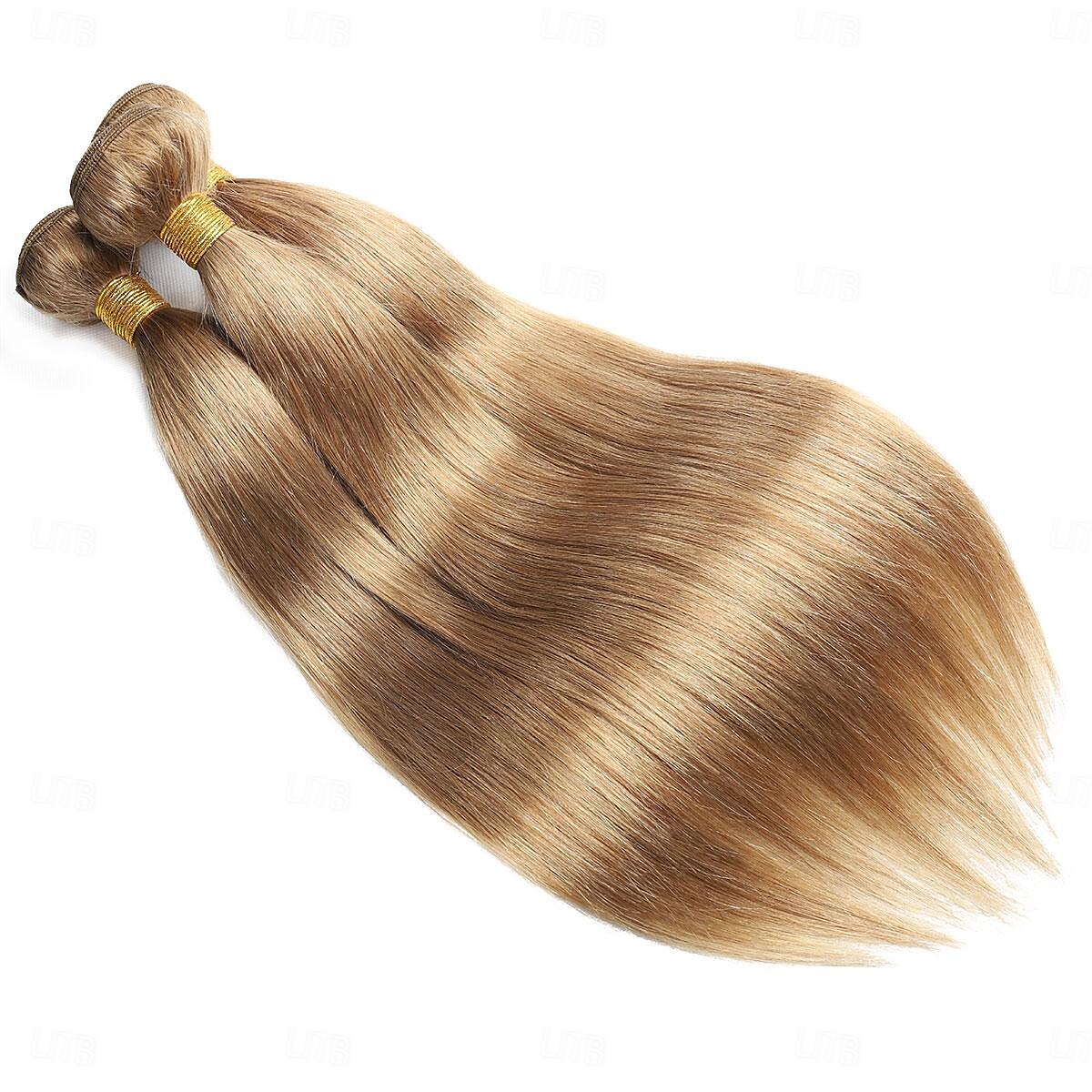 capelli brasiliani capelli umani 27# colore capelli castano chiaro 3 pacchi capelli lisci estensioni capelli umani del 2025 a $177.99 –P4