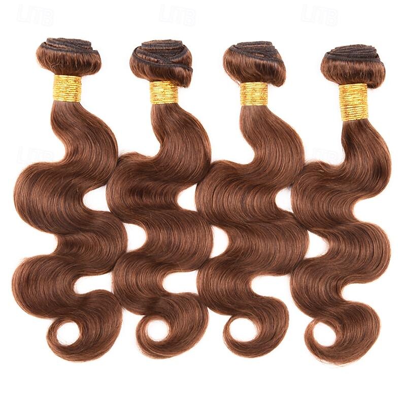 10-24 tuuman suklaanruskeat #4 body wave -niput brasilialaisen väriset hiukset nippu hiustenpidennykset hiukset kudotut luonnolliset raa'at hiukset 2025 - $120.99 –P1