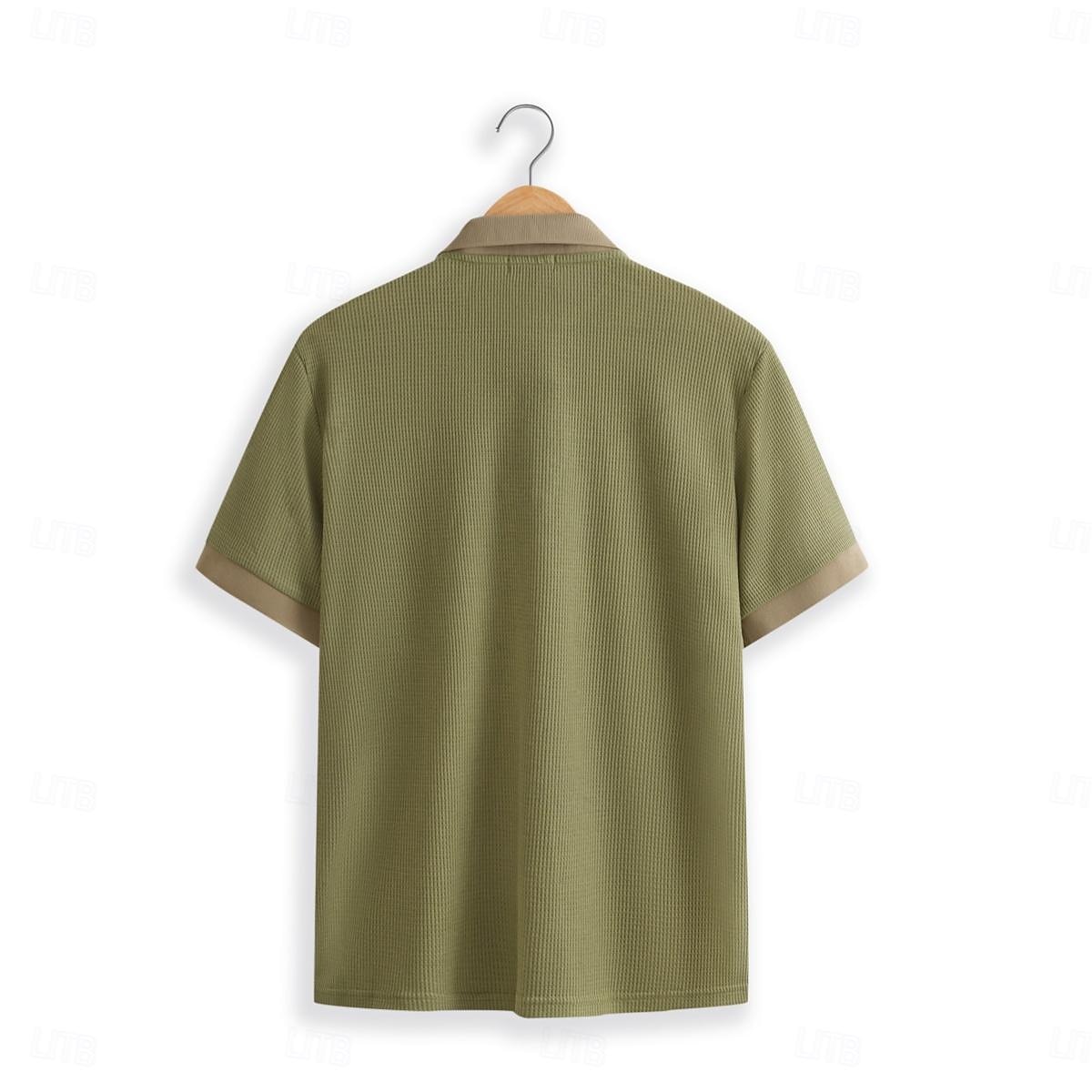 Per uomo Magliette Polo a Nido d'Ape Polo con zip Casuale Ferie Bavero Zip a un quarto Manica Corta Stile Vecchio Denaro Semplice Zip a un quarto Estate Vestibilità regolare Bianco Giallo Blu marino del 2026 a $28.99 –P9