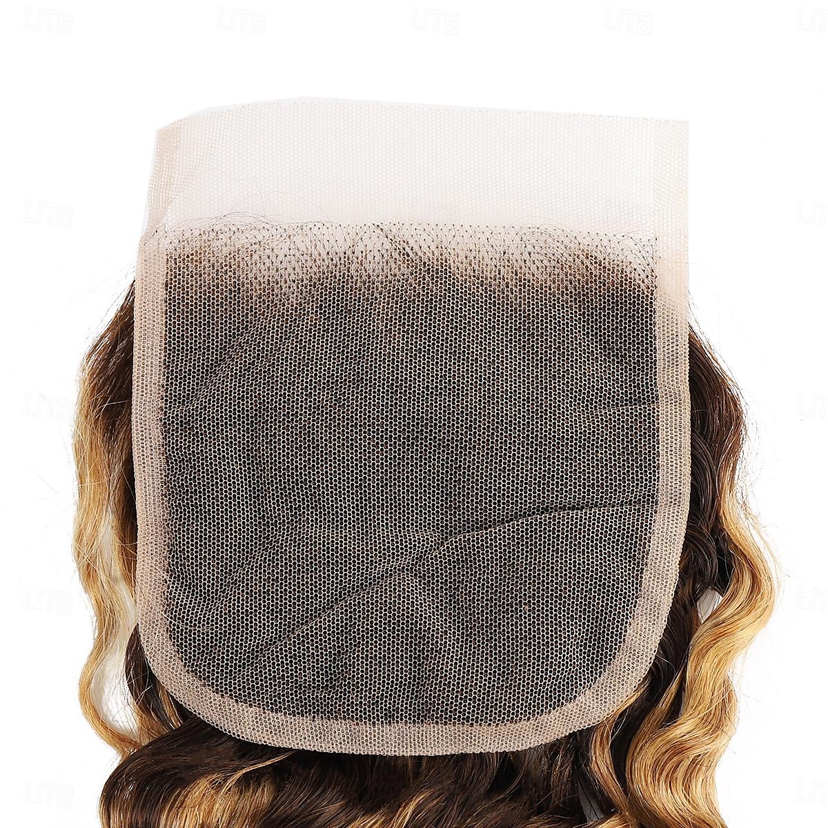 Lot de 3 extensions de cheveux humains ondulés profonds P4/27 avec fermeture 4*4 pour femmes noires de 2025 ? $257.49 –P7
