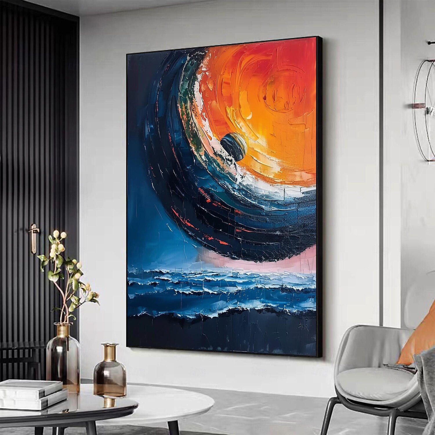 handgemachtes Ölgemälde Leinwand Wandkunst Dekor original buntes Sternenhimmel Gemälde abstrakte Nachtszene Malerei Wohndekor mit gespanntem Rahmen ohne Innenrahmen Gemälde 2025 - $147.99 –P7