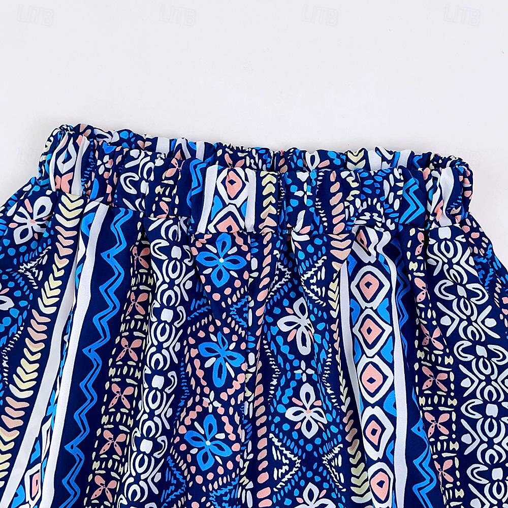 2 pezzi Bambino Da ragazza Pop art Tailleur pantalone Impostato Senza maniche Di tendenza Feste 3-7 anni Estate Blu del 2025 a $14.49 –P5