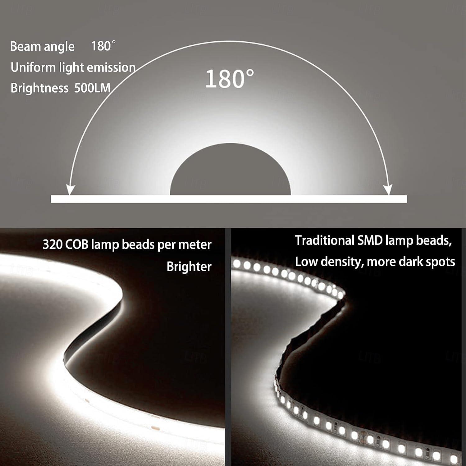 Waterproof COB USB 5V LED Strip Light, High Gloss LED Soft Flexiable Strip Light with USB Switch 3.28-16 ft (1-5M) 480 LED/Meter Waterproof Flexible Self-adhesive Safety Tape Light Suitable for Kitchen Garage TV Wall and Home DIY Lighting 2025 - $11.49 –P4
