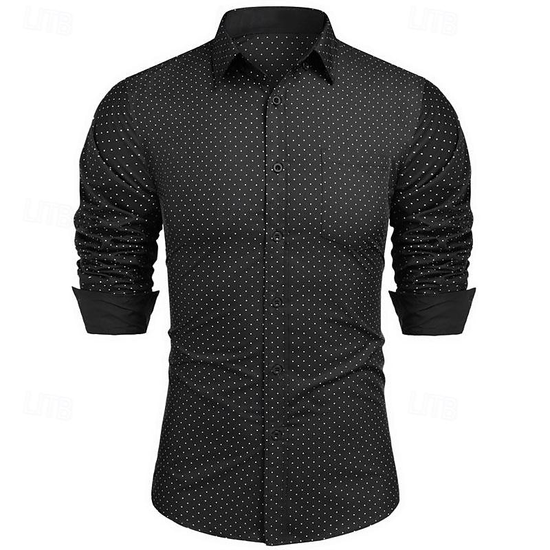 Per uomo Camicia Camicia elegante Camicia con Bottoni A Pois Matrimonio Lavoro Nero Bianco Rosso Blu marino Manica Lunga Collo ripiegato Primavera & Autunno Abbigliamento del 2025 a $22.99 –P1