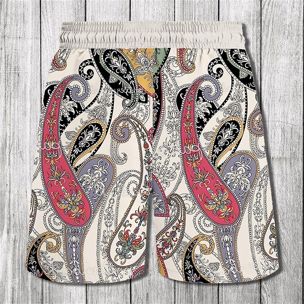 Men's Paisley Flower / Floral Swim Trunks Swim Shorts Board Shorts Mid Waist Fashion Streetwear Designer Casual Daily Holiday Pocket Drawstring Elastic Waist Designer Clothing Apparel 2025 - $17.99 –P2