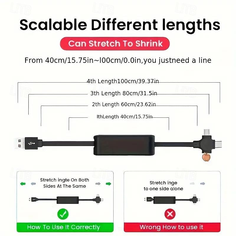 2 упаковки выдвижного 3-в-1 дата-кабеля для Android Apple TYPE-C зарядного и хранения кабеля 2026 - $11.99 –P4