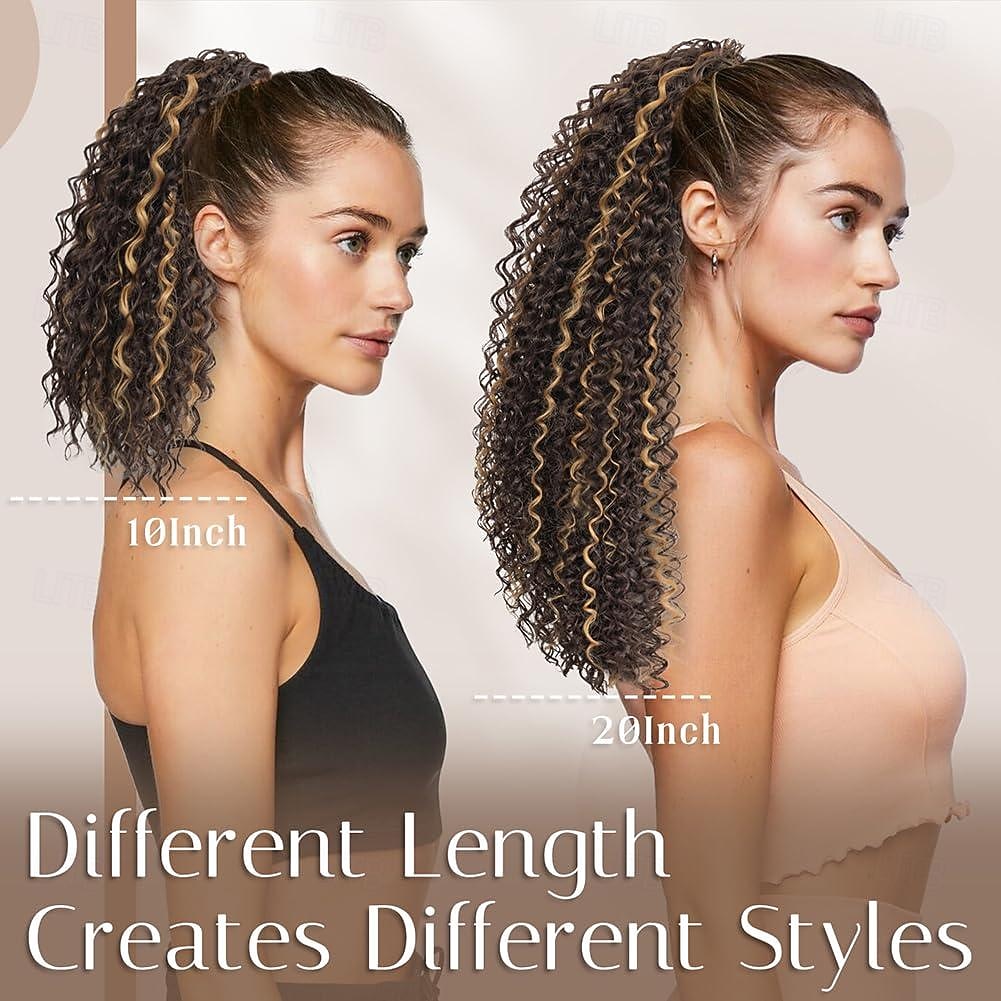 Extensão de rabo de cavalo Extensões de cabelo de rabo de cavalo com cordão de 10 polegadas para mulheres naturais preto curto rabo de cavalo encaracolado peruca falsa uso diário em festas de 2025 por $11.99 -P8