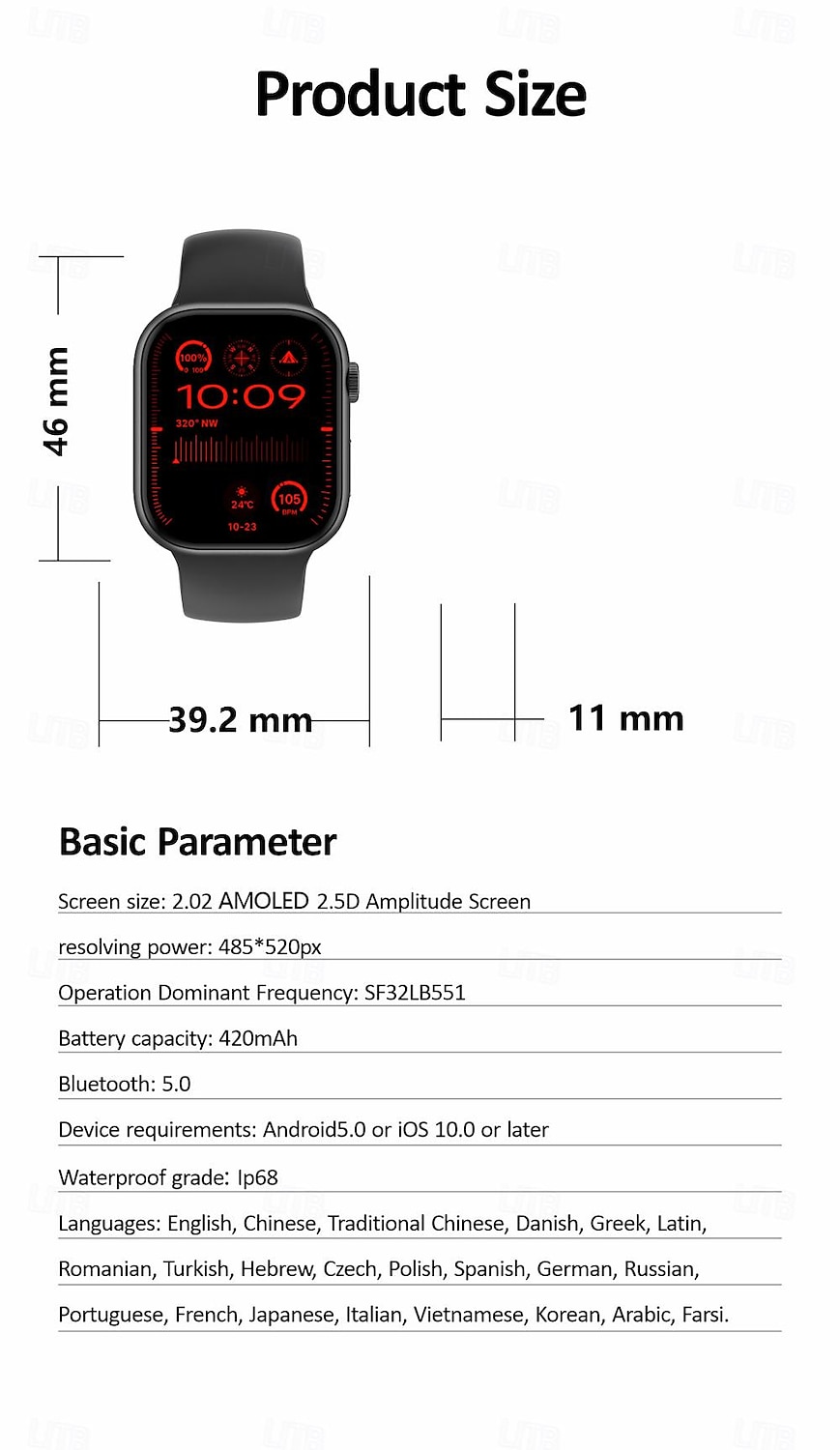 696 HK9promax+ Умные часы 2.02 дюймовый Смарт Часы Bluetooth Педометр Напоминание о звонке Датчик для отслеживания сна Совместим с Android iOS Мужчины 2025 - $45.99 –P17