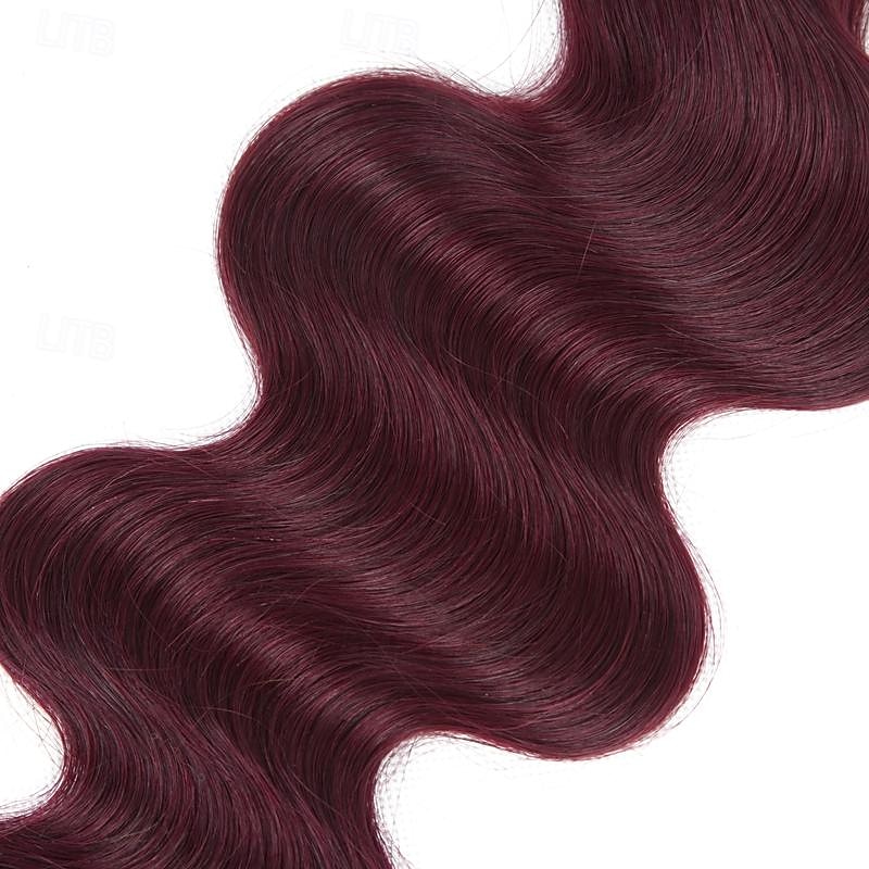 Burgunderrote Haarbündel mit Ombre-Farbe, brasilianisches 99j-Menschenhaar, gewelltes Echthaar, Weave-Bündel, Remy-Menschenhaar, Extensions, 3 Stück 2025 - $132.99 –P9