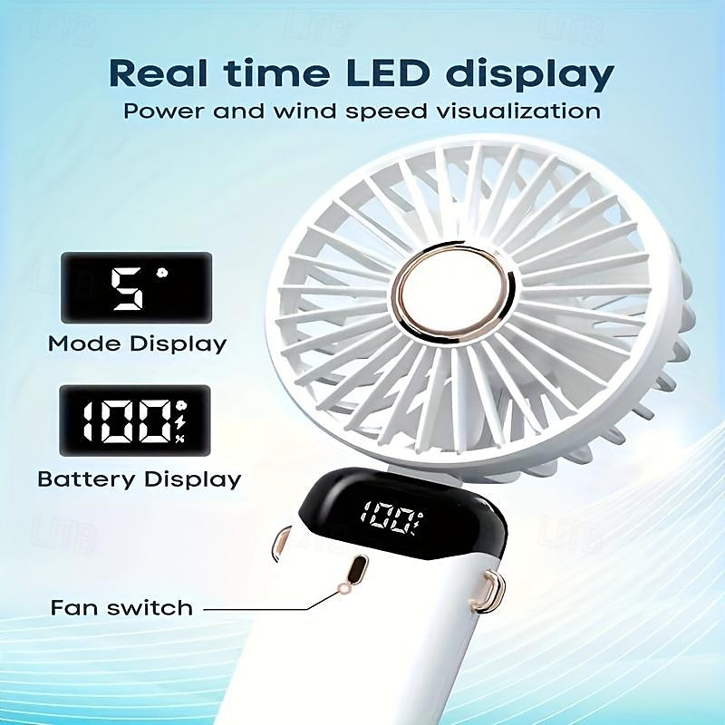 Foldable Personal Mini Fan – USB Rechargeable Handheld Fan with LED Display and 5 Speeds, for Home Office Travel Camping 2025 - $19.99 –P7