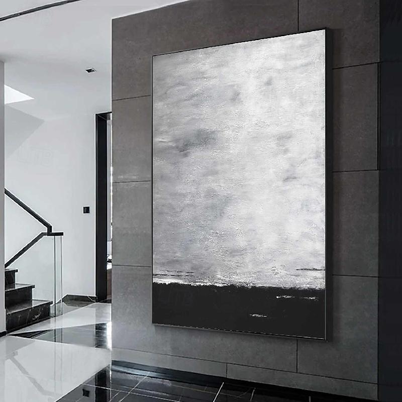 abstraktes Gemälde, handgemalt, extragroßes Wandkunstgemälde, handgemachtes graues Landschaftsgemälde auf Leinwand, große Wandkunst, abstraktes modernes Gemälde für Schlafzimmer, Wohnzimmergemälde 2025 - $125.99 –P1
