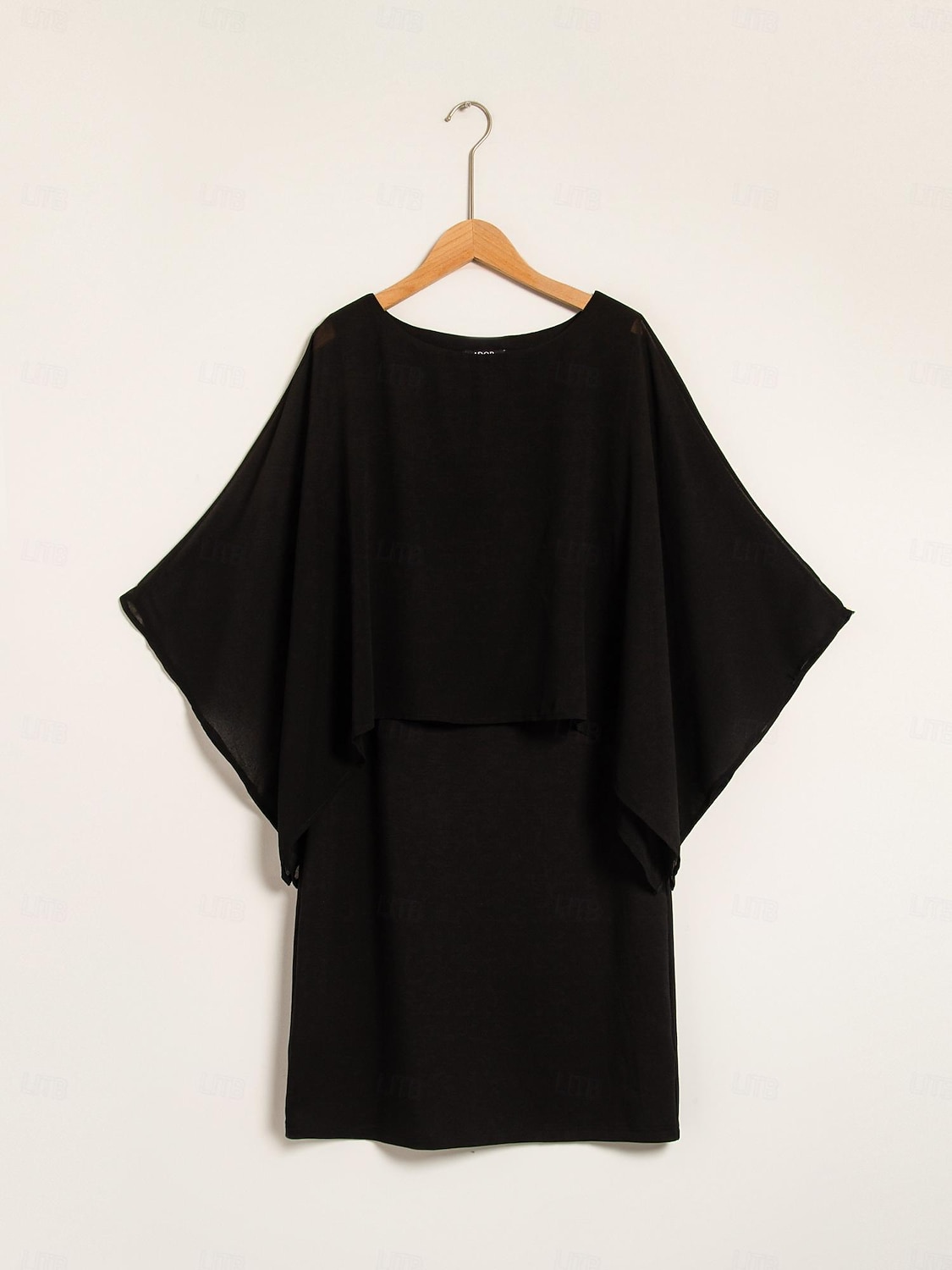 Damen Chiffon Hochzeitsgast schwarzes Kleid lockeres Cape Minikleid figurbetontes Kleid 2026 - $25.99 –P2