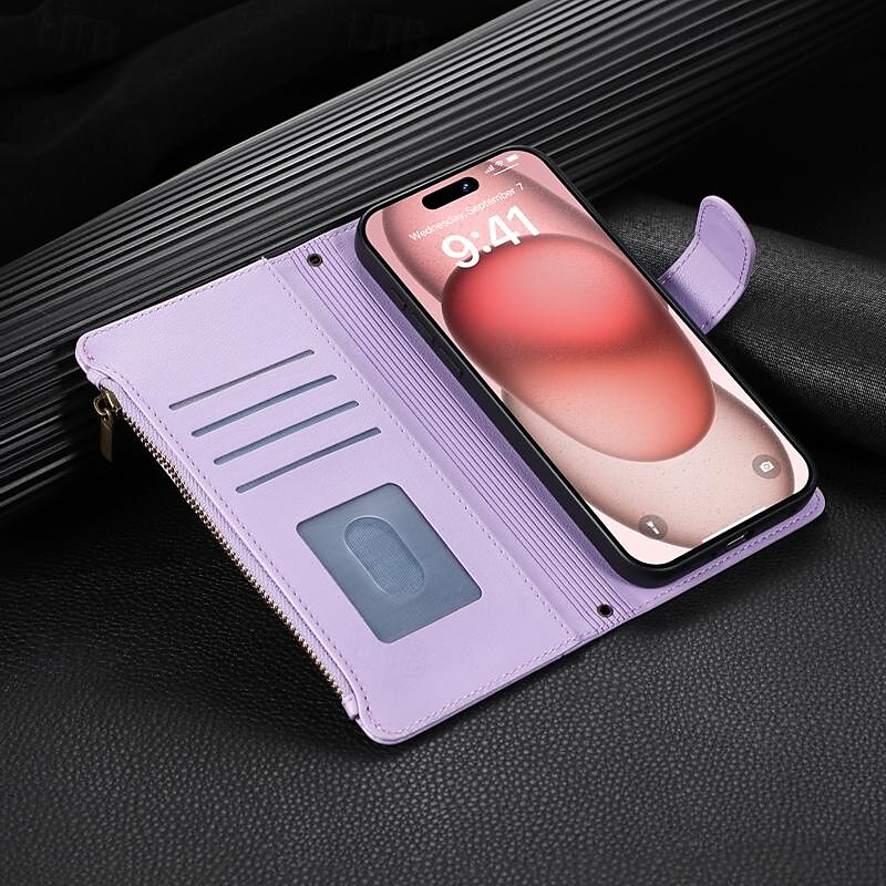 هاتف غطاء من أجل ايفون 16 آيفون 15 برو ماكس بلس iPhone 14 13 12 11 Pro Max Plus Mini SE غطاء خلفي مع حامل مغناطيس سحاب مكتب  /  الأعمال TPU جلد PU 2025 - $20.99 –P3