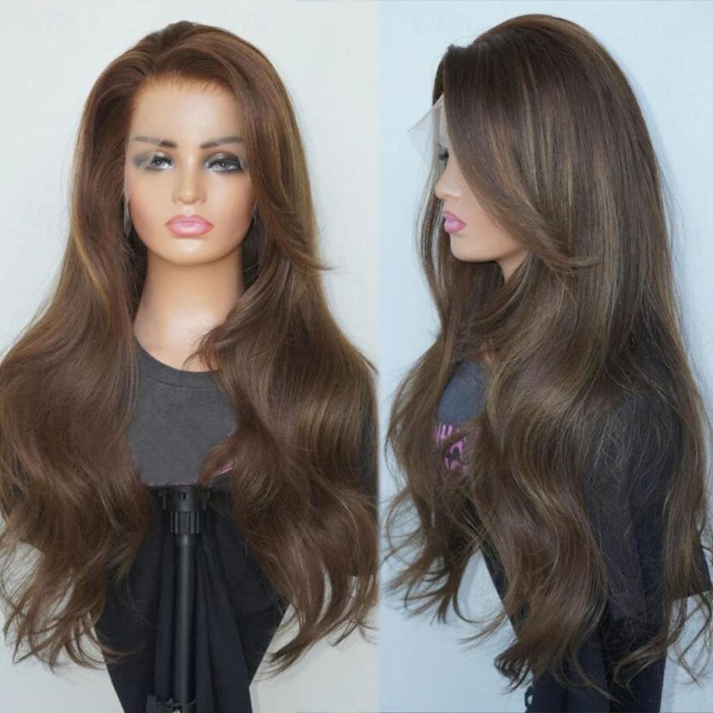 Remy mensenhaar 4x13 Sluiting Pruik Gratis deel Braziliaans haar Golvend Kastanjebruin Pruik 130% 150% Haardichtheid met babyhaar 100% Maagd Pre-geplukt Voor Dames Lang Kanten pruiken van echt 2025 - $214.29 –P3