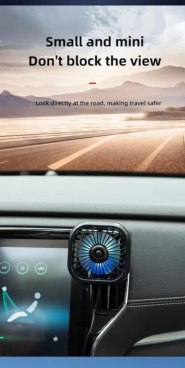 Portable Car Air Conditioning Outlet Car Fan USB Power Gradient Colorful Atmosphere Light Small Fan Front And Rear Row Outlet Exhaust Fan Universal 2025 - $12.99 –P3