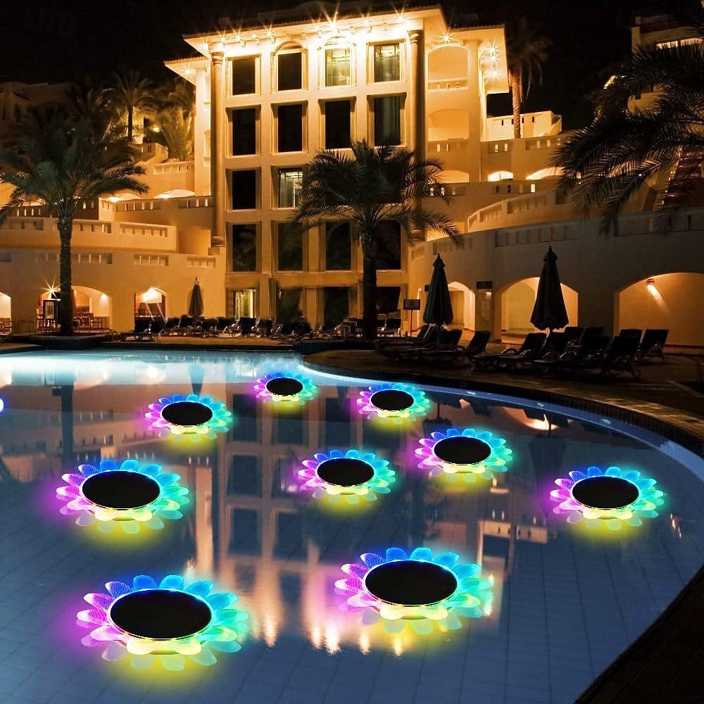 RGB-Schwimmlicht, Solar-LED-Poollicht, wasserdichtes Gartenlicht für den Außenbereich, für Schwimmbad, Teich, Ferienpark, Landschaftsdekoration, 1/2 Stück 2025 - $29.99 –P3