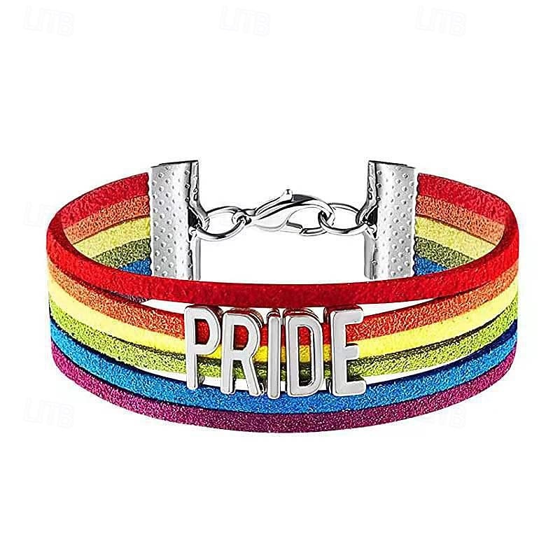 Pulseira tecida à mão com carta do orgulho, 2 peças, pulseira arco-íris multicamadas, joias do mesmo sexo de 2025 por $16.99 –P2