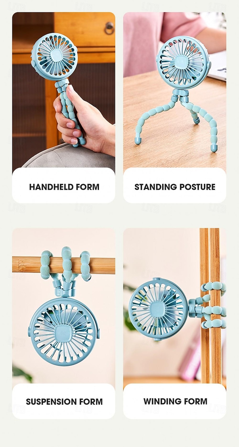 Octopus Fan Easy to Carry Multi-Functional Folding Office Desktop Outdoor Camping Stroller Handheld Fan Baby Stroller Fan Hand Held Bicycle Portable FanVentilator Silent Outdoor Cooler Neck Fan 2025 - $15.49 –P6