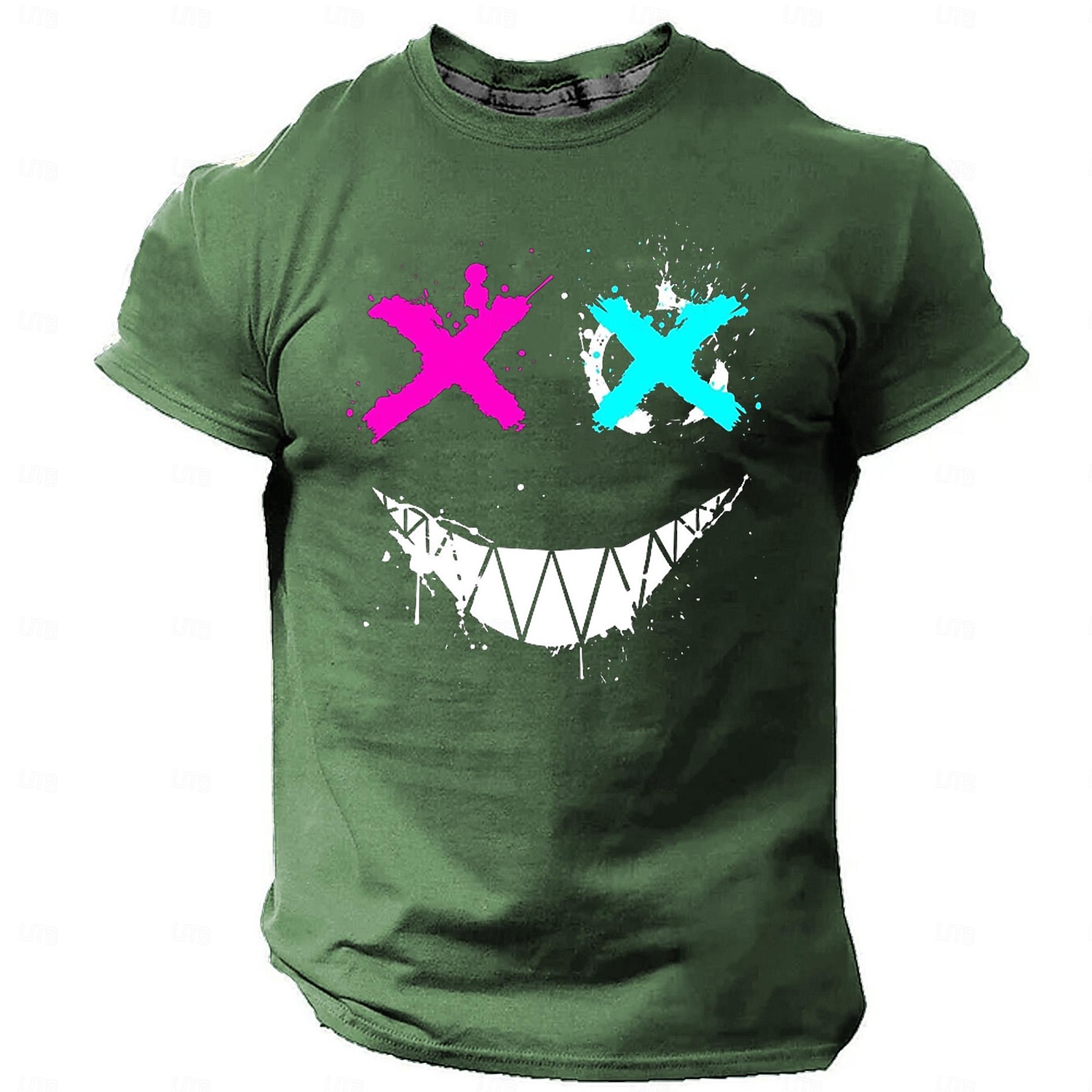 Férfi Grafika Vicces Mosolygó arc Póló Rövid ujjú póló 3D nyomtatás Terített nyak Ing Divat Dizájn Napi Fekete Medence Lóhere Tavaszi nyár Ruházat S M L XL XXL XXXL 2025 - $15.99 –P5