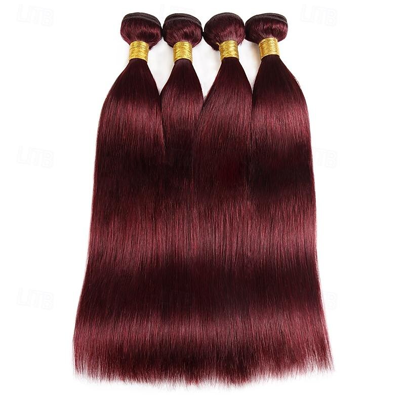 vin rouge # 99j remy cheveux humains tisser 12-30 pouces de long soyeux droite non transformés vierges brésiliens extensions de trame de cheveux pour les femmes 3pcs de 2025 ? $132.99 –P1