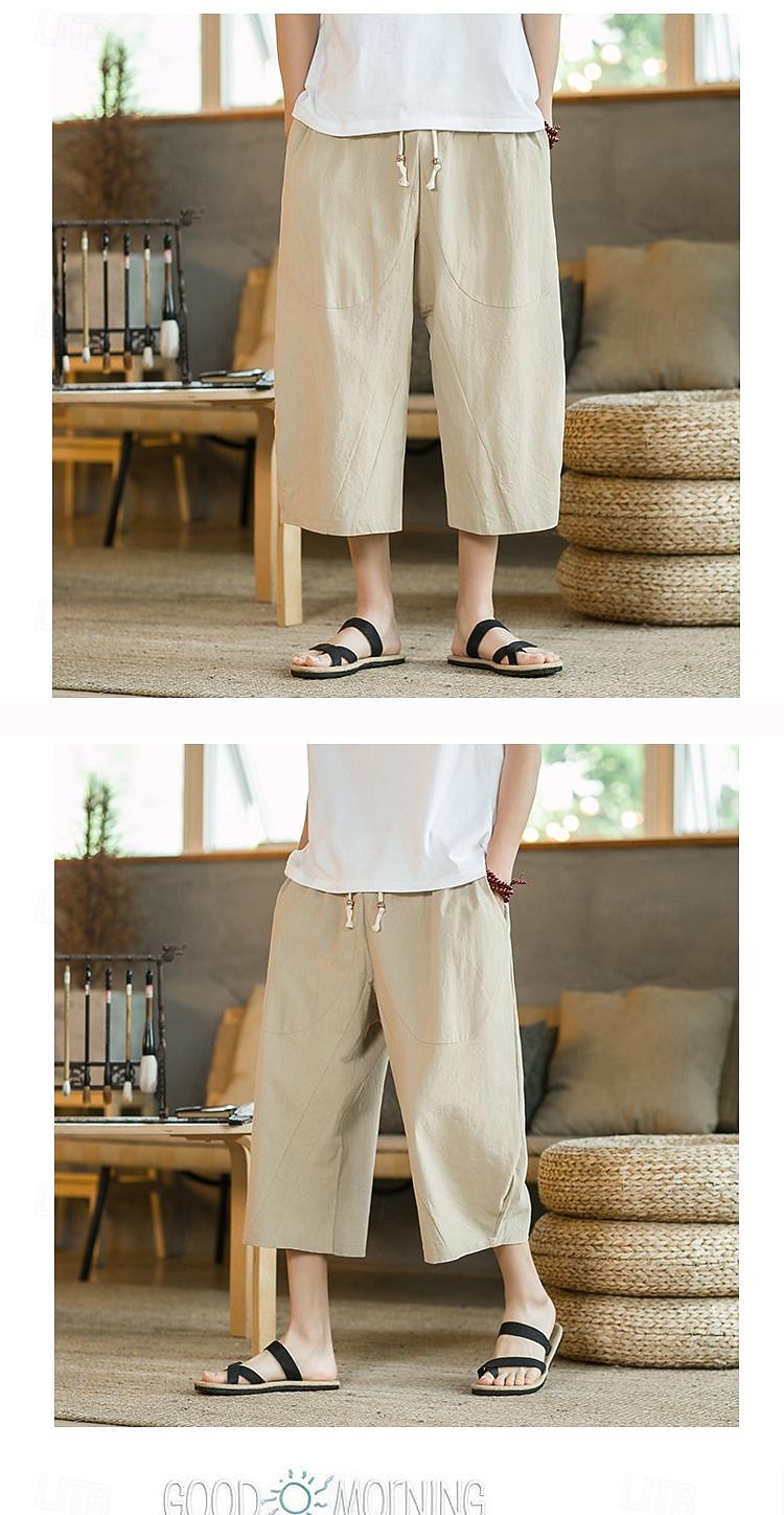 Bărbați Pantaloni de in Pantaloni harem Pantaloni Capri Buzunar Mată Sport Lungime gambă Muncă Casual Casual Potrivire Largă Negru Roșu Vin Inelastic 2026 - $22.99 –P9