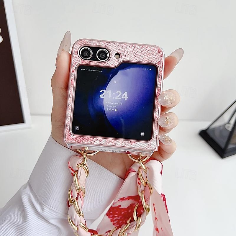 Phone Case For Samsung Galaxy Z Flip 7 Z Flip 5 Z Flip 4 Z Flip 3 Back Cover with Wrist Strap Shockproof PC Metal 2025 - $20.99 –P13