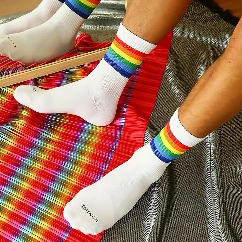 Hombre Paquete de 5 Paquetes múltiples Calcetín Calcetas Calcetines para correr Calcetines informales Blanco Rojo Color Arco iris Deporte Diario Vacaciones Básico Medio Primavera Otoño Moda Casual 2025 - $17.99 –P9