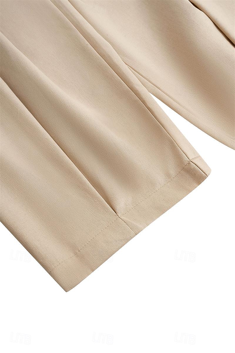 Homme Pantalon en lin Pantalon pantalon été Cordon Taille elastique Plein Confort Respirable Toute la longueur Casual du quotidien Vacances Mode Style classique Blanche Bleu de 2025 ? $25.99 –P6
